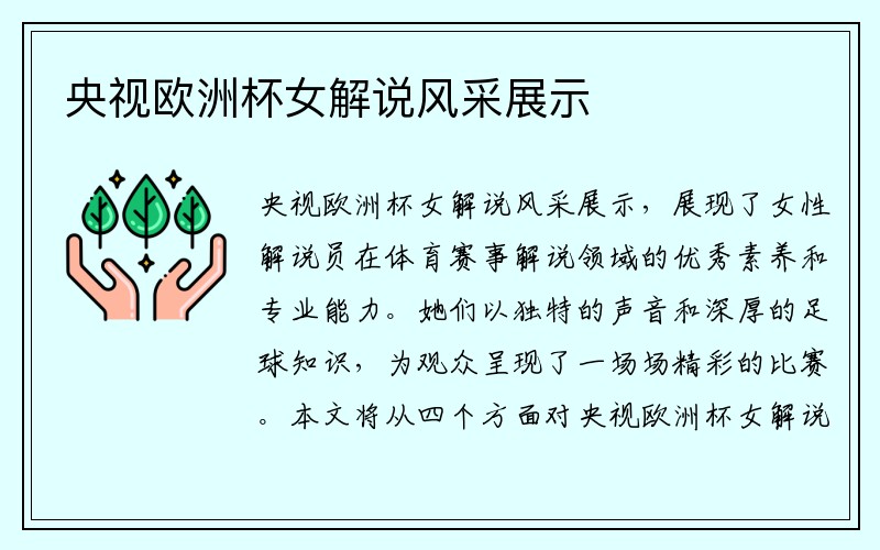 央视欧洲杯女解说风采展示